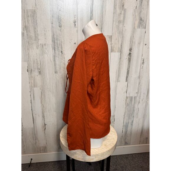 Truth NYC Rust Orange Lace-Up Blouse Women’s Size M - Picture 3 of 8